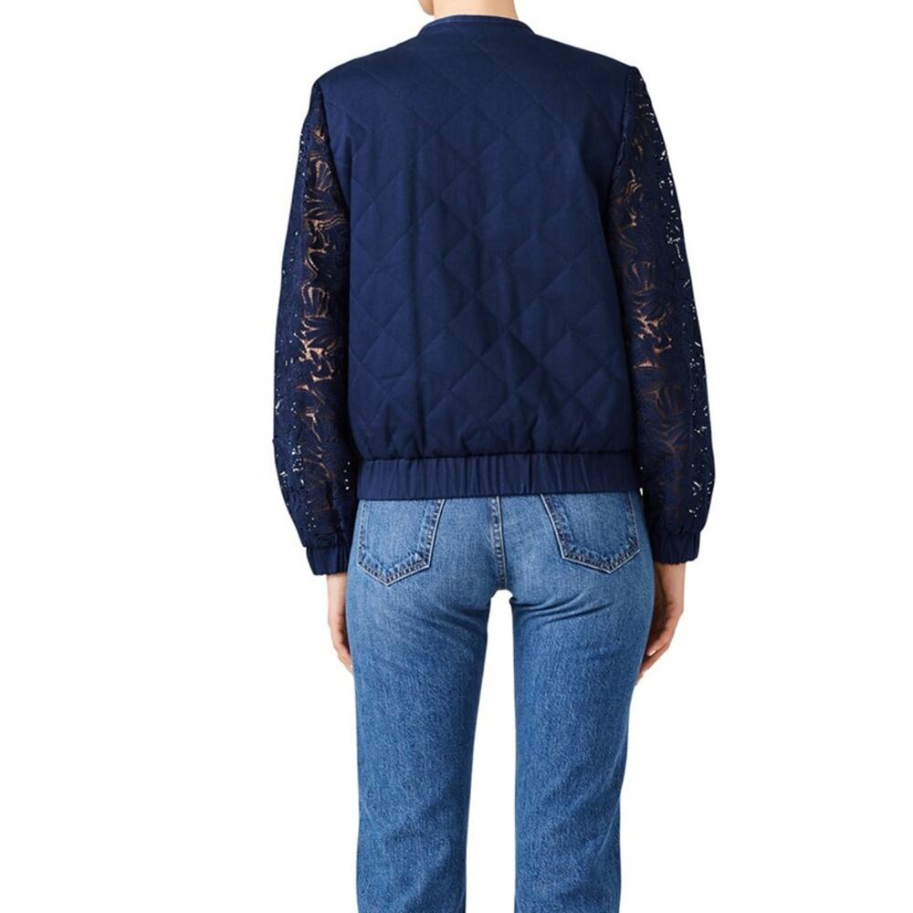 AMUR Quilted Lace Bomber Jacket Coat Ruched XS - Picture 12 of 13